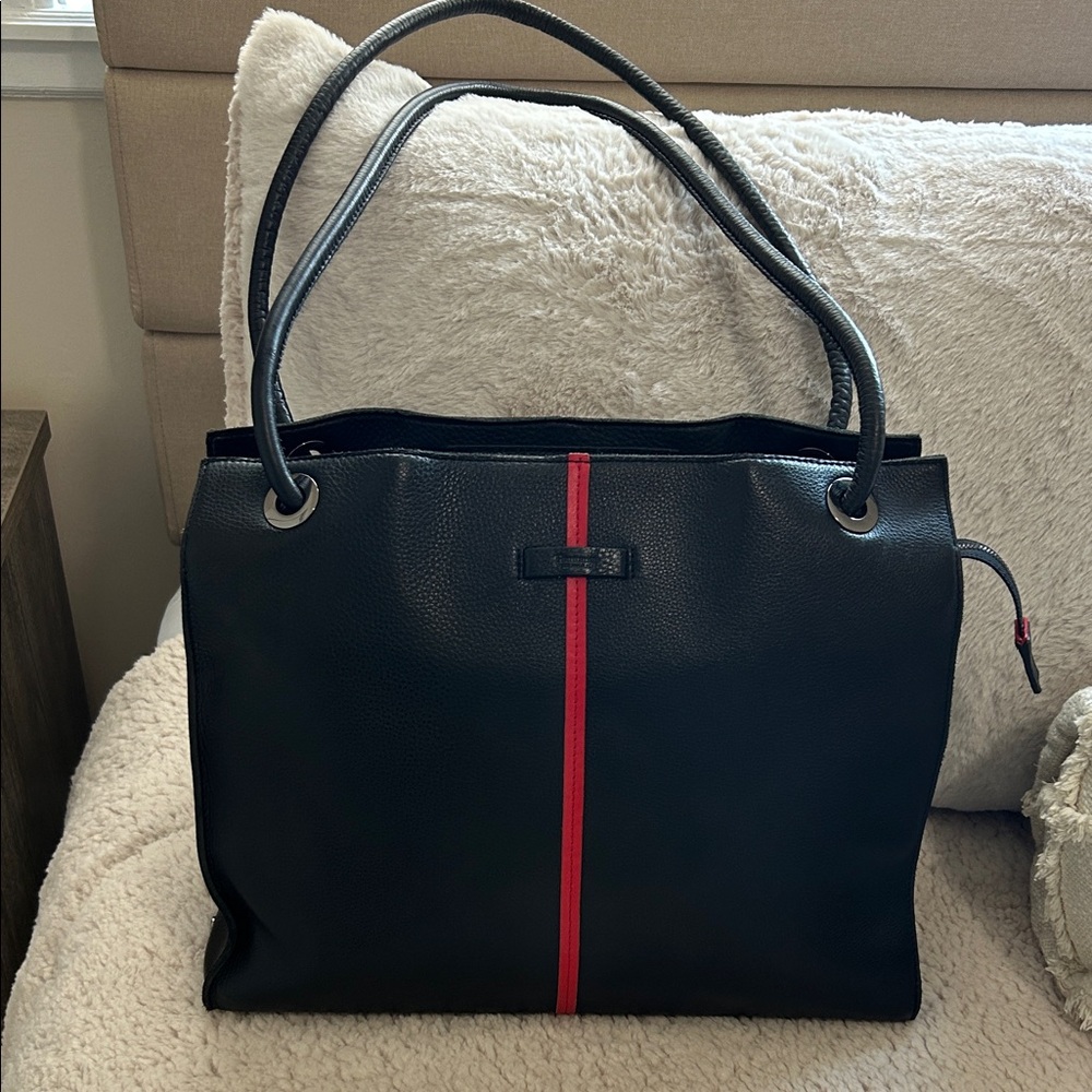 Hammitt Black Tote with Red Stripe